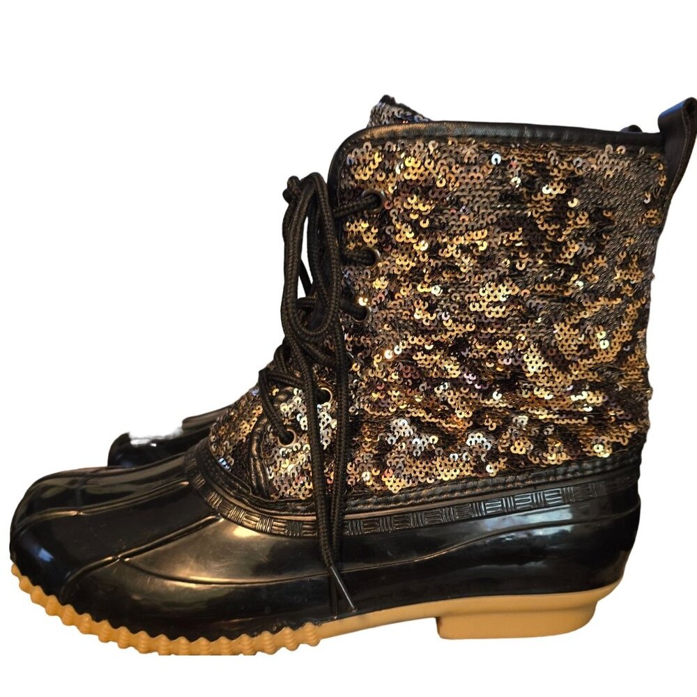 Olivia Miller Womens Sequin Black‎ Winter Boots